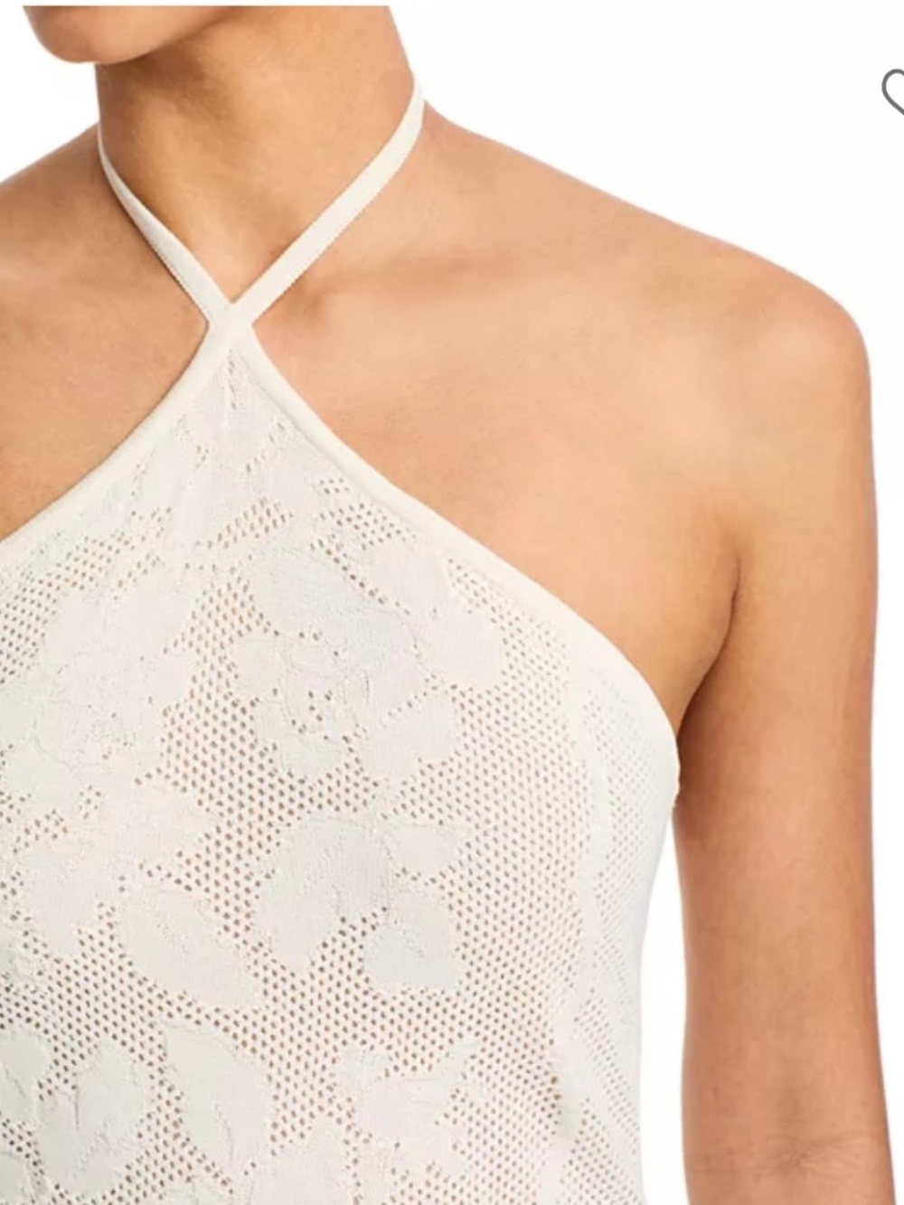 AQUA Placed Crochet Halter Top Size xs